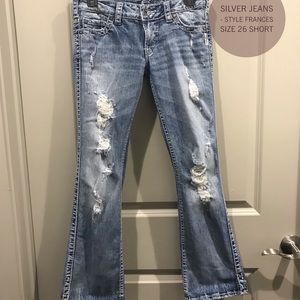 Silver distressed denim